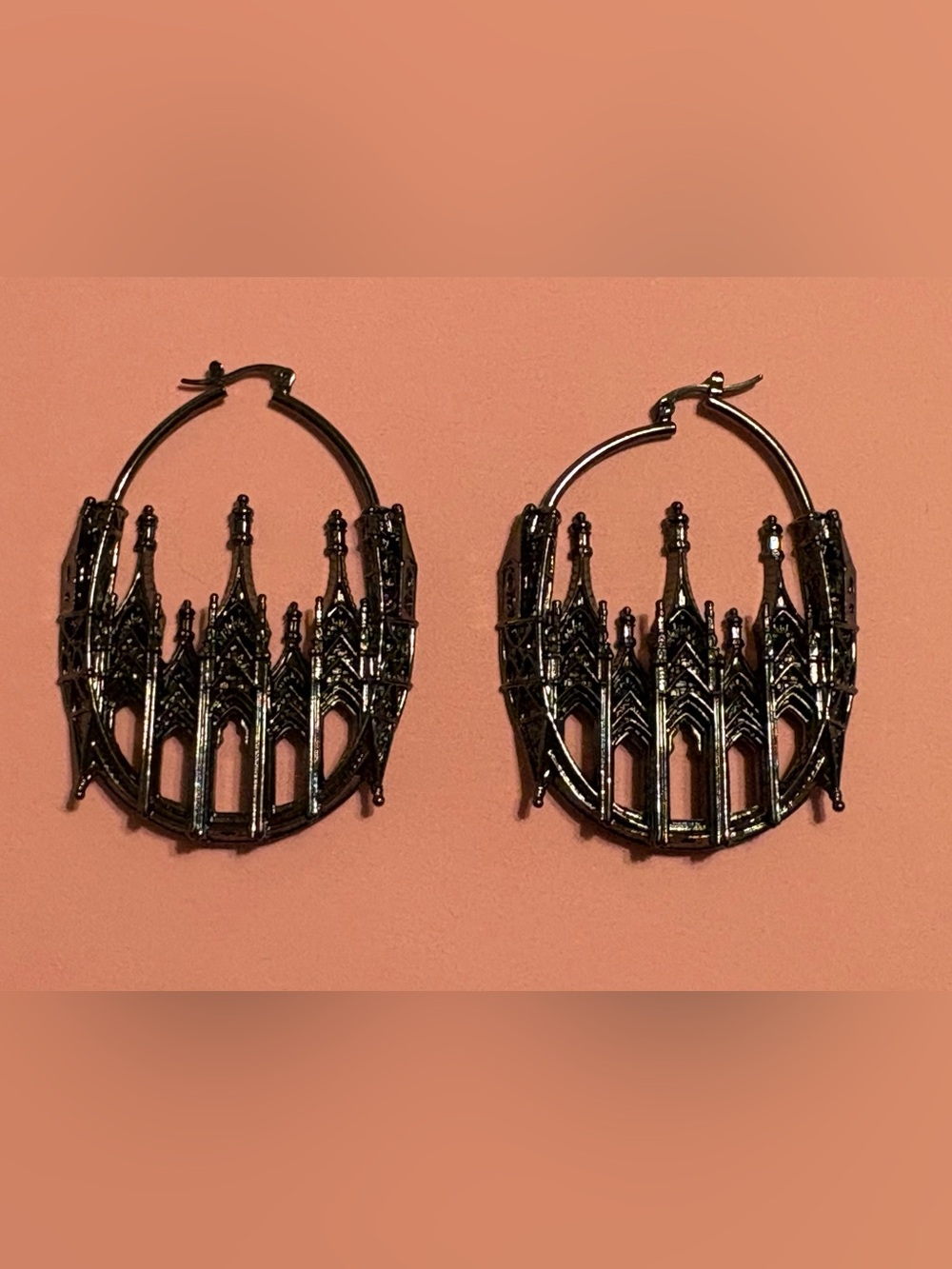Killstar Black Gothic Cathedral Hoop Earrings - Women Accessories